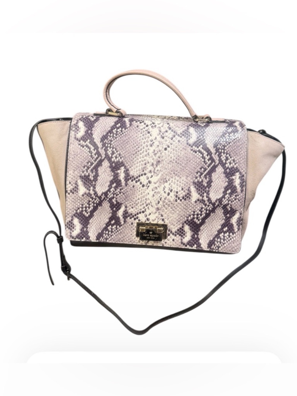 Kate Spade Rare Embossed 
Snake Skin Bag   Suede Sides -Preowned added strap